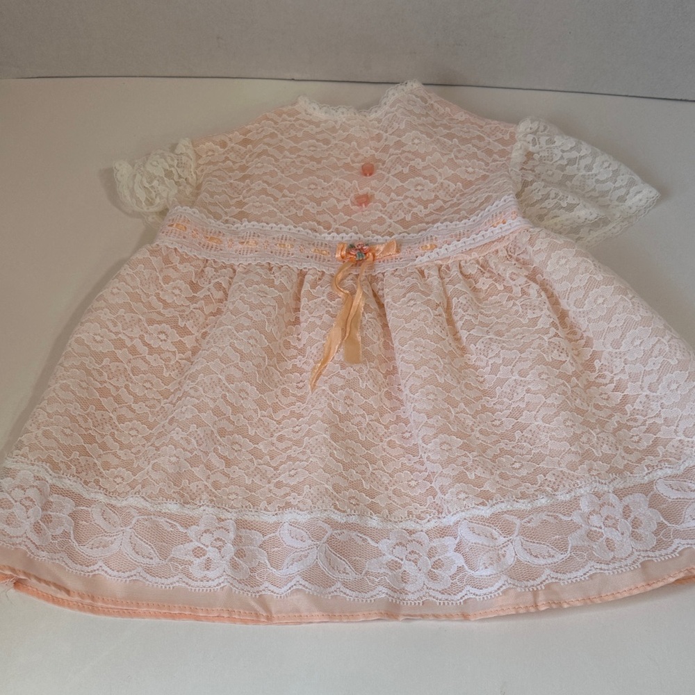 Vintage Montgomery ward peach and white lace baby dress